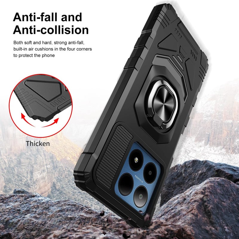 Mocotto for Boost Summit 5G Phone Case with Tempered Glass Screen Protector,Military Grade Heavy Duty Shockproof Protective Cover,with Ring Kickstand (Boost Summit 5G,Black) - Image 4